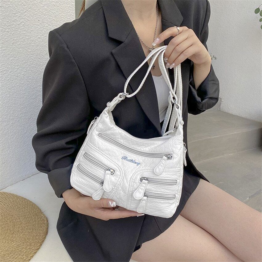 Shoulder Bag Casual Women Bag Leather Crossbody Multi-pocket Ladies Pocket