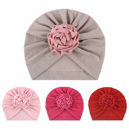 Flower Baby Hat Cute Soft Cotton Infant Toddler Girls Bonnet Turban Elastic Kids