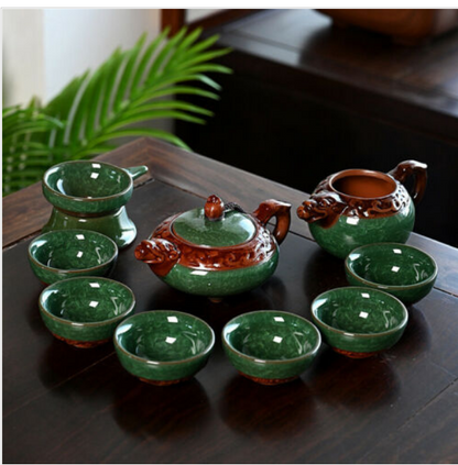 Porcelain tea set crackle glaze ceramic China kung fu tea set tea pot cups set