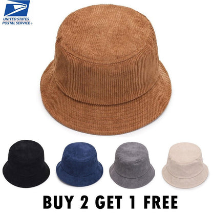 Corduroy Bucket Hat Cap Double-sided Fisherman's Cap Men Women