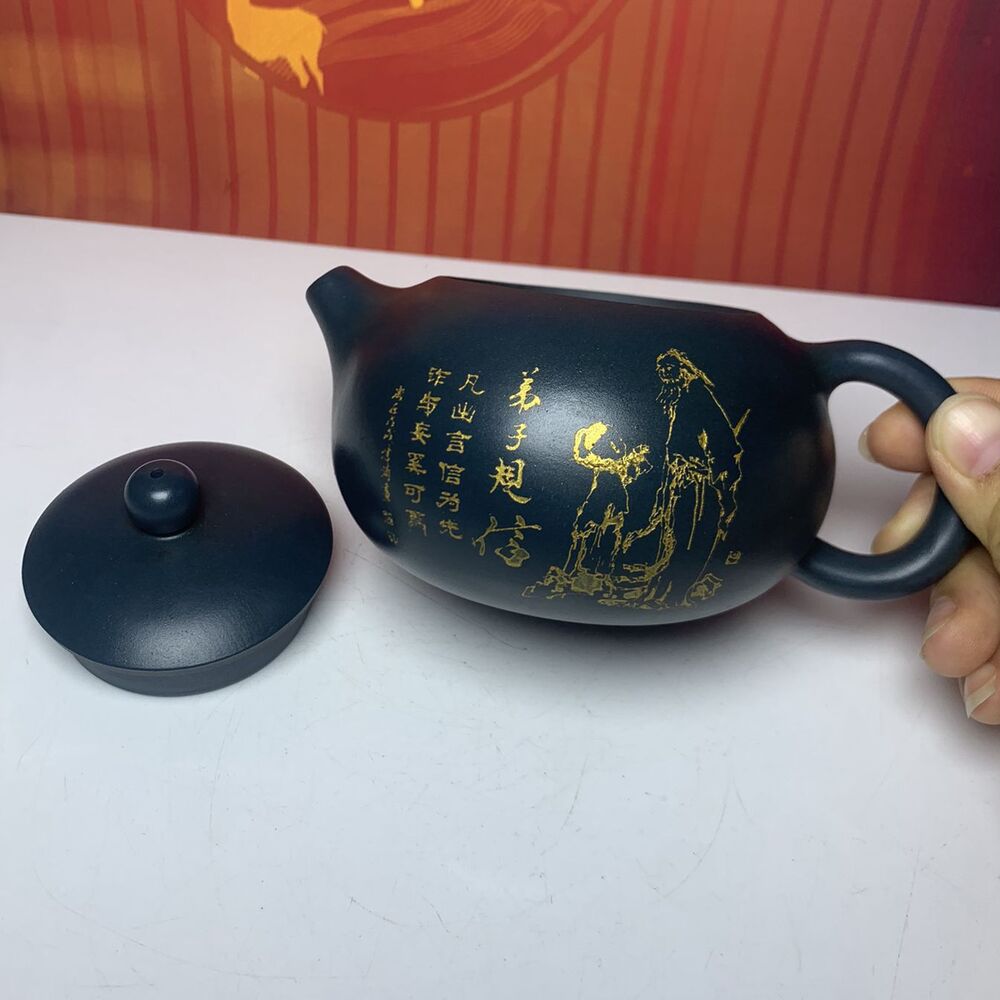 Vintage Chinese Yixing Purple Clay Teapot Zisha Ceremony Figure Story Teaware