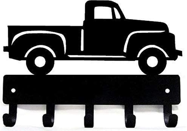 Vintage Pickup Truck Key Rack Hanger - 6 inch Wide Metal Wall Art