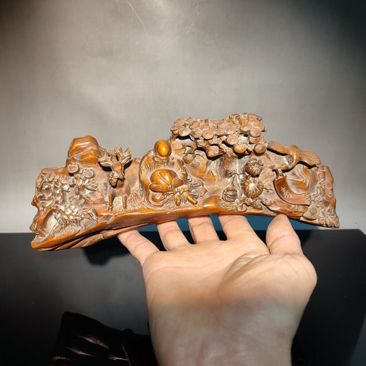 8"vintage chinese carved wood the god of longevity statue wooden buddhas figures