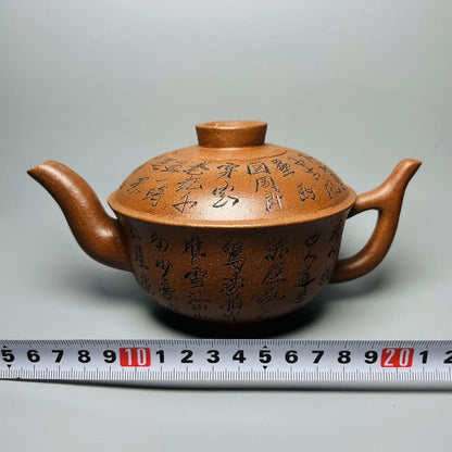 Vintage Chinese Yixing Purple Clay Teapot Zisha Ceremony Carving Collectible Art