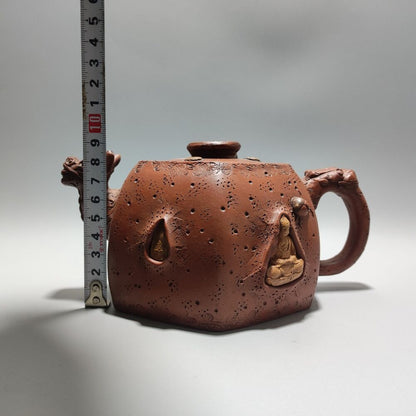 Vintage Chinese Yixing Purple Clay Teapot Zisha Ceremony Carving Collectible Art
