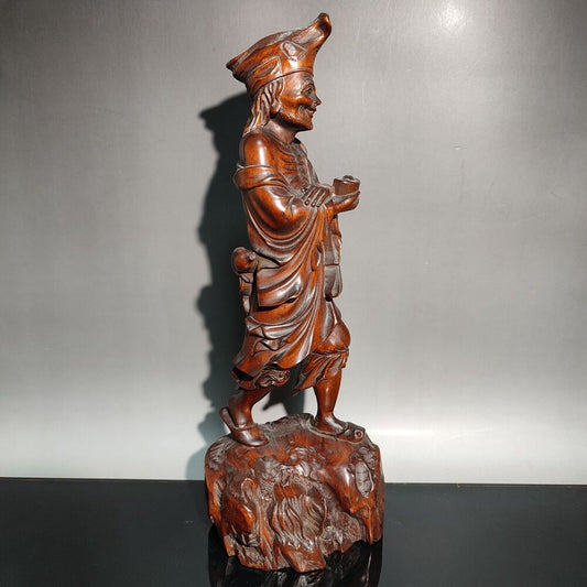 China Antique Wooden Boxwood Carved Exquisite Ji Gong Buddha Statues Sculpture