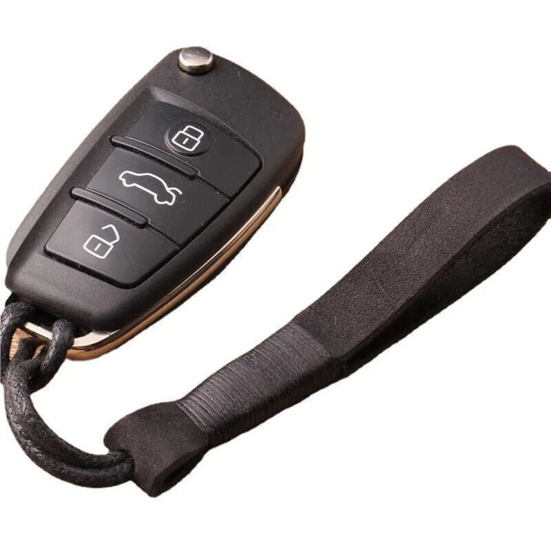 Keychains Genuine Cowhide Leather Lanyard Weave Car Keyring Cover Accessory 10cm