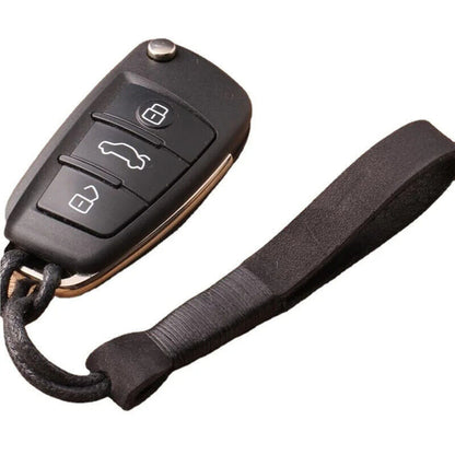 Keychains Genuine Cowhide Leather Lanyard Weave Car Keyring Cover Accessory 10cm