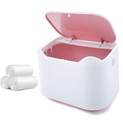 Decorative Garbage Can with Lid Mini Basket for Desk with Trash Bags 180 Pieces
