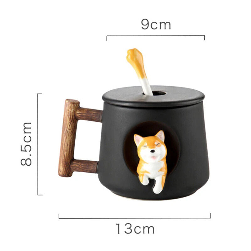 Ceramic Coffee Mug Lid Spoon Girls Gift Milk Tea Creative Breakfast Cups