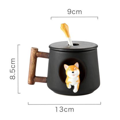 Ceramic Coffee Mug Lid Spoon Girls Gift Milk Tea Creative Breakfast Cups