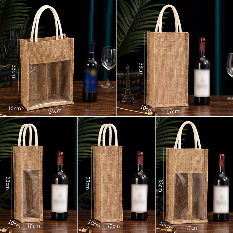 Burlap Wine Bag Packing Case Flax Clear Storage Handle Bag Red Wine Gift Bag