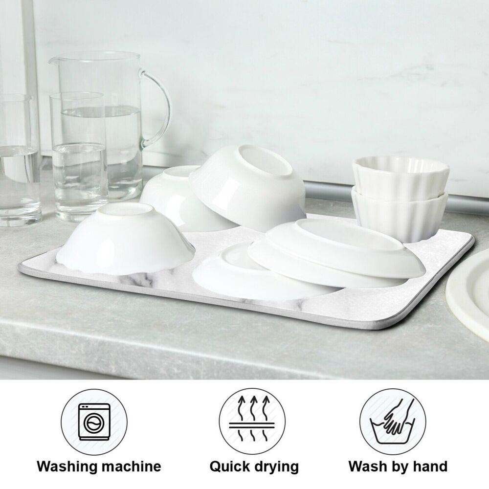 Dish Drying Mats Botanical Print Microfiber Kitchen Counter Super Absorbent Pads