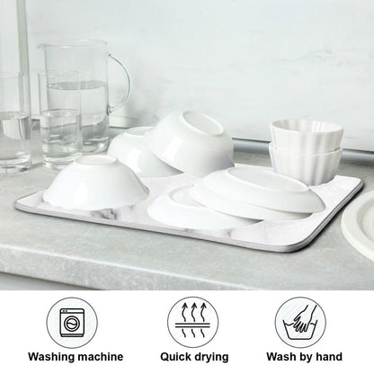 Dish Drying Mats Botanical Print Microfiber Kitchen Counter Super Absorbent Pads