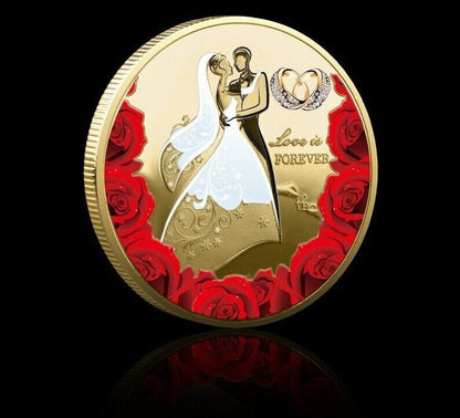 Commemorative Coins Metal Gold Silver Plated Romantic Wedding Anniversary Gifts