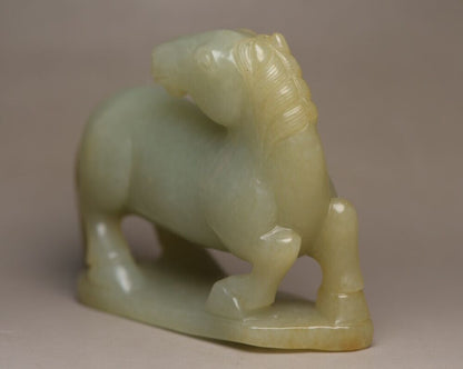 Chinese Natural Hetian Jade Carving Exquisite Horse Statue Sculpture Collections