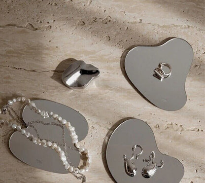 Jewelry Display Pad 3Pcs Acrylic Mirror Irregular Shaped Ring Earring Organizers