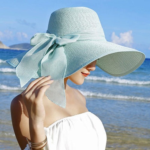 Beach Grass Hat Women Beach Summer Sun Hat Sun Holiday Sun Hat with Wide Brim