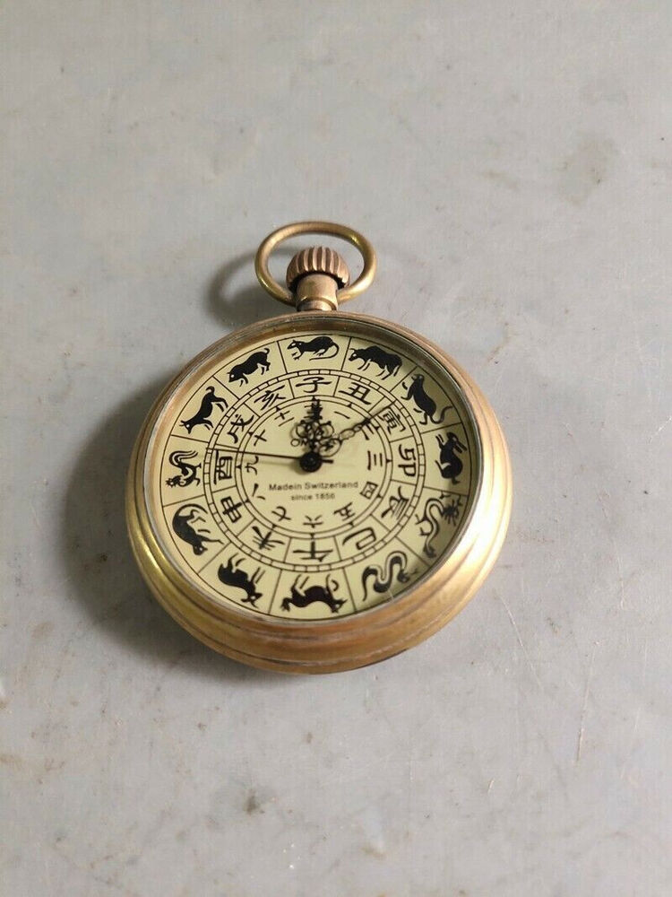 Exquisite Old Chinese copper handmade Zodiac Mechanical watch Pocket watch