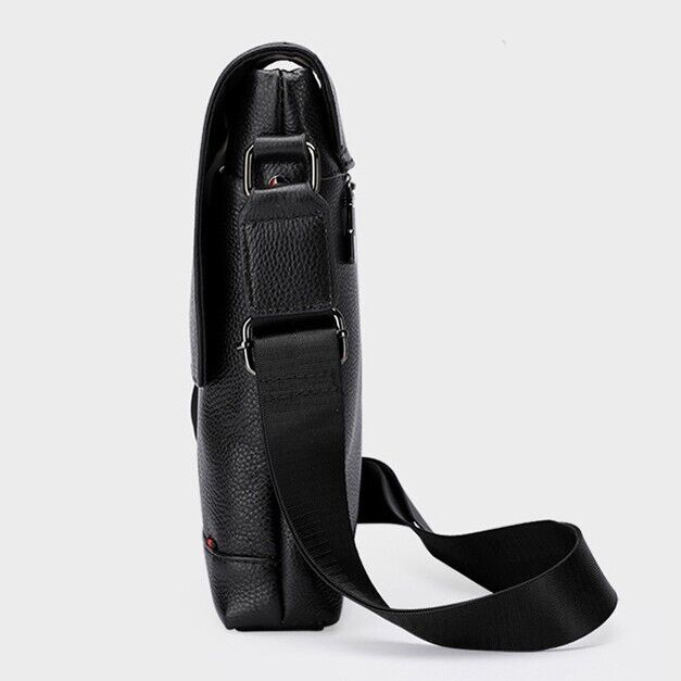 Top Cow Leather Black Men's Bag, Luxury Sling Shoulder Messnger Bags Crossbody