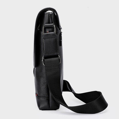 Top Cow Leather Black Men's Bag, Luxury Sling Shoulder Messnger Bags Crossbody