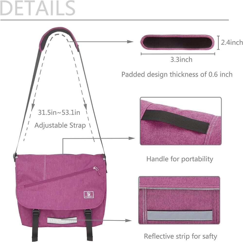 OIWAS Messenger Bag for Women Men Satchel 14 15.6 Inch Inch-purple