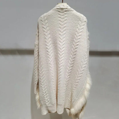 Warm Autumn Long Real Fox Fur Coat Long Sleeve Fashion Cardigan Outwear