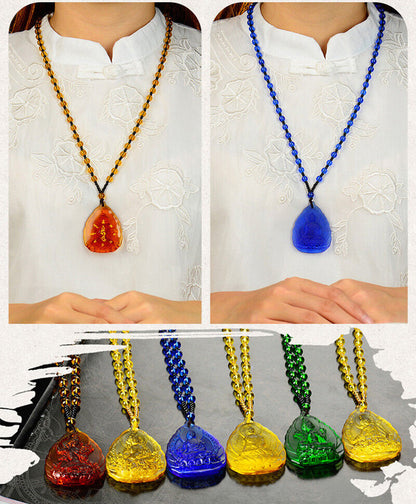POWER OF HEALING! HIGH QUALITY COLORED GLAZE MEDICINE BUDDHA NECKLACE & GIFTBAG