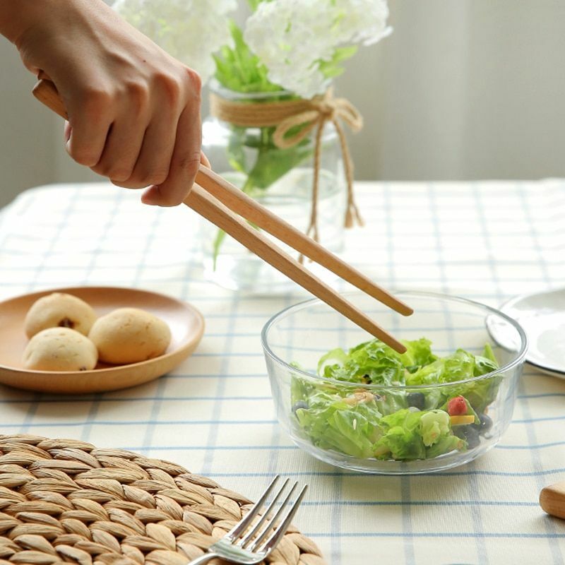 Wooden Kitchen Tongs Meat BBQ Clip Food Fruit Serving Clamp Cooking Utensil Tool