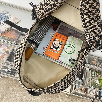 Women's Knit Backpack Ladies School Bag Female College Pattern Backpack