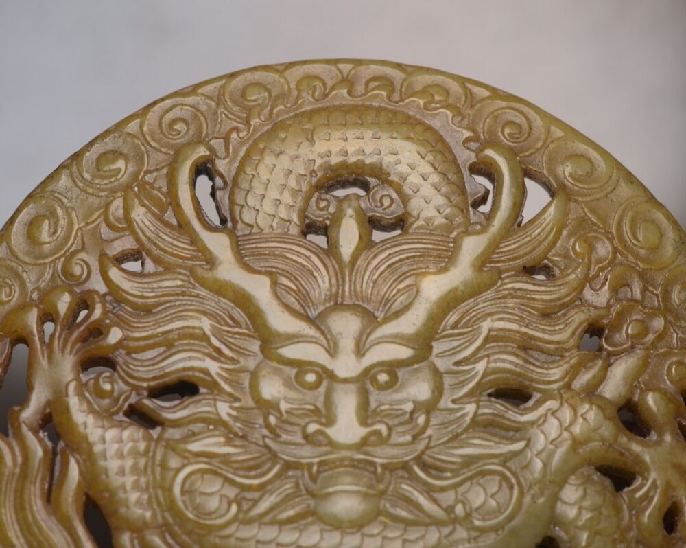Chinese Natural Hetian Jade Carving Dragon Statues Exquisite Sculpture Art Rare