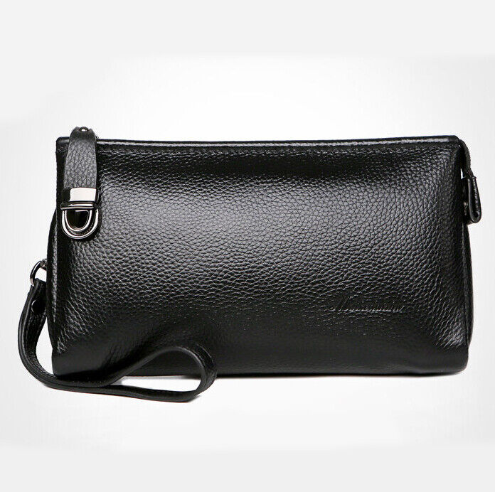 100% Genuine Leather Business Bag, Men's Clutch Wallet Large Capacity Handbag