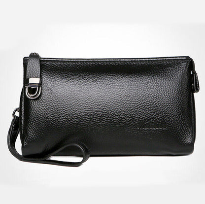 100% Genuine Leather Business Bag, Men's Clutch Wallet Large Capacity Handbag
