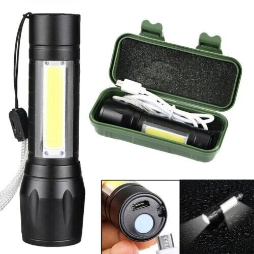 2 Linternas Alta Potencia Batería Poderoso Linterna Tactica LED Recargable +Box