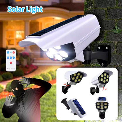Faro LED Recargable Solar Lampara Tipo Camara Falsa Seguridad Para Exteriores