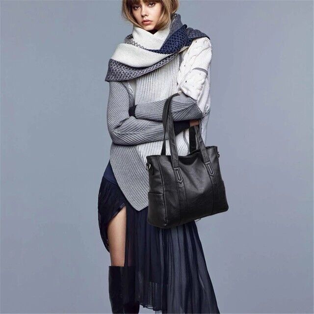 Genuine Black leather handbag for women Crossbody Shoulder BagFor Work Gift