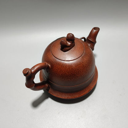 Vintage Chinese Yixing Purple Clay Teapot Zisha Ceremony Ceramic Bamboo Teaware