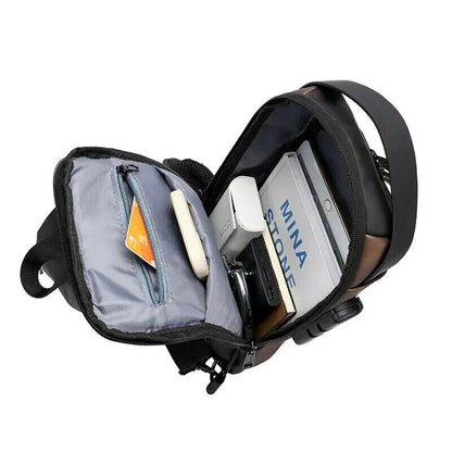 Men Anti Theft USB Shoulder Bag Man Crossbody Cross Body Travel Chest Bags