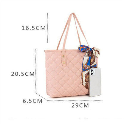 Large Capacity Women Shoulder Bag Fashion Rhombic Embroidery Handbags Tote Bags
