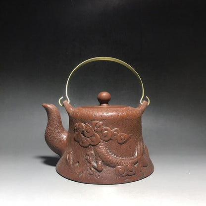vintage chinese yixing purple clay teapot zisha ceremony carving Collectible art