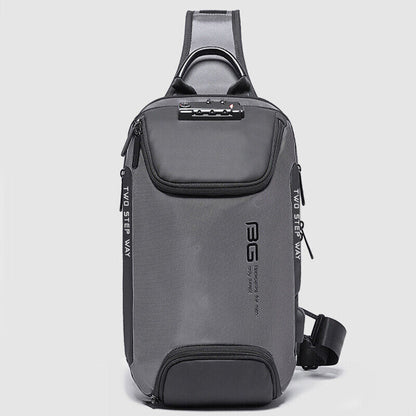 Men's Sling Backpack Oxford cloth Waterproof&Anti-theft Crossbody Bag USB Port