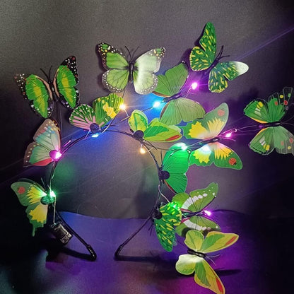 Headband 3 Light Modes LED Glow Butterfly Flower Branch Party Costumes Headdress