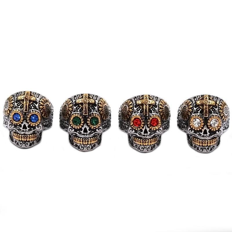 Men Skeleton Big Ring Stainless Steel Skull Rings Punk Biker Finger Jewelry 1Pc