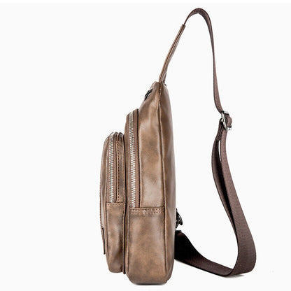 Men's Sling Backpack Faux Leather Crossbody Chest Bags Casual Daypack Sport Bags