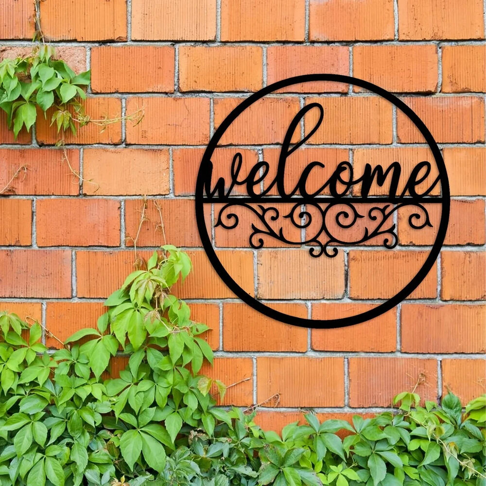 Metal Welcome Sign For Front Door,Black Wall Decor,Indoor Outdoor Home Decor