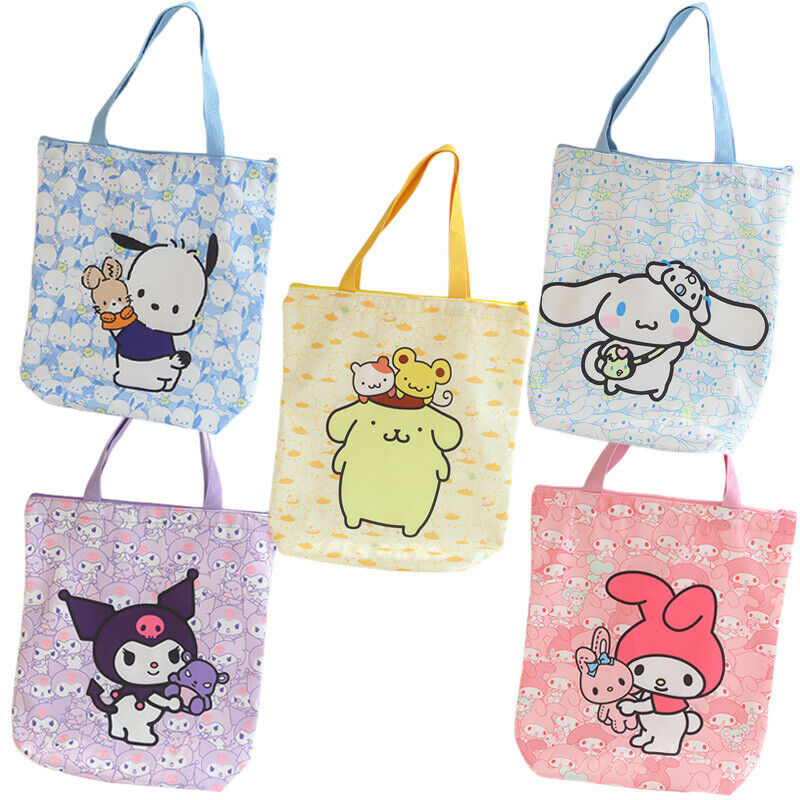 Cute My Melody Kuromi Cinnamoroll Hello Kitty Handbag Tote Canvas Storage Bag