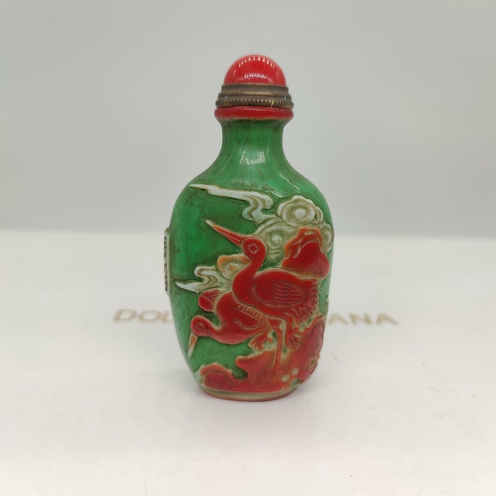 chinese snuff bottles peking glass vintage box carved crane statue love gifts