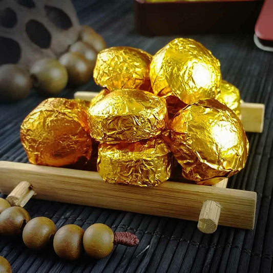 / Mini Puer Ripe Tuocha Gold Tin Foil Packing Shu Pu'er Tea Gift 75g