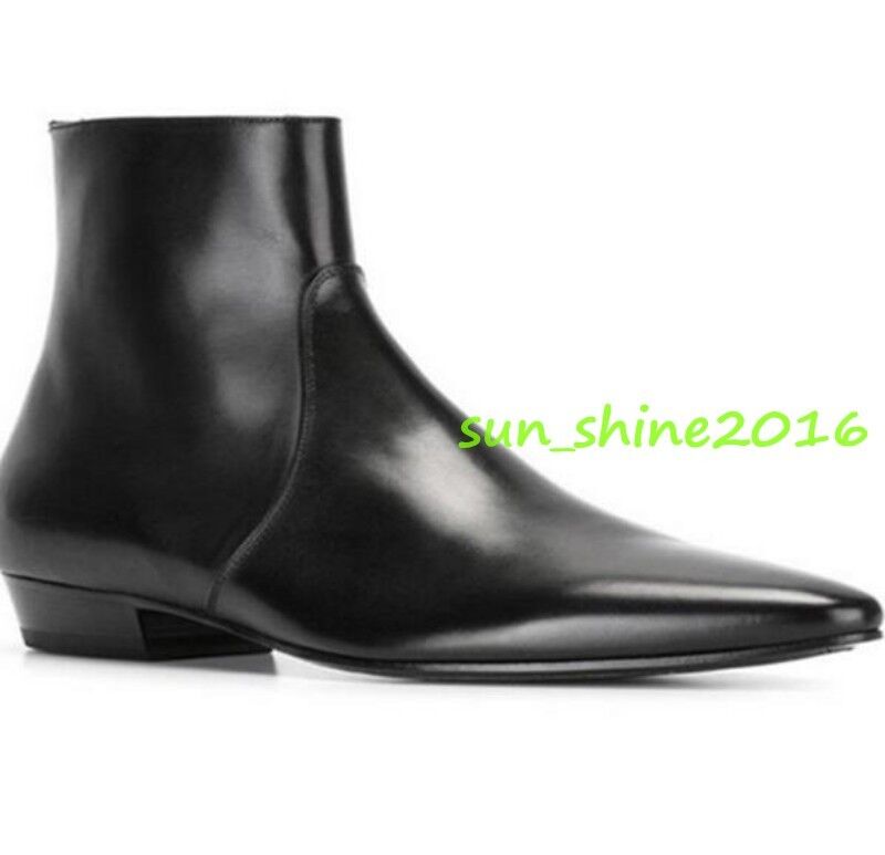 Men's Leather Pointed Toe Chelsea Oxford Ankle Boots High Top Shoes Dress Formal