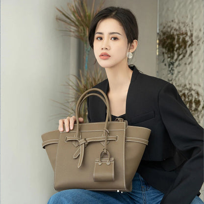 Cowhide Handbags For Women Genuine Leather Tote Bag Simple Trendy Bag